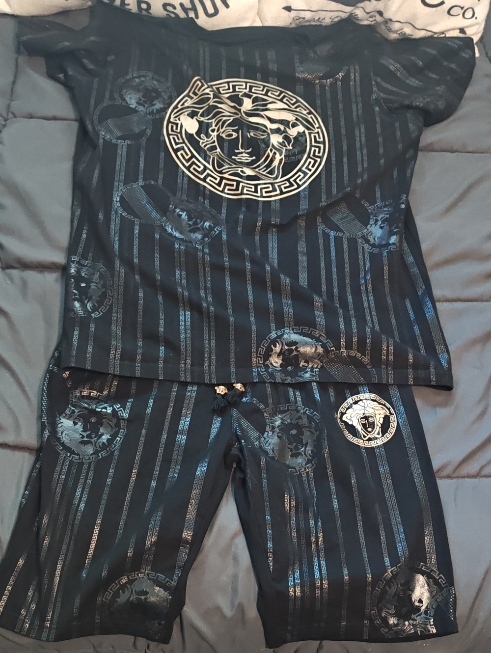 Versace Medusa Logo Matching Track Suit Shirt And Shorts Size Medium